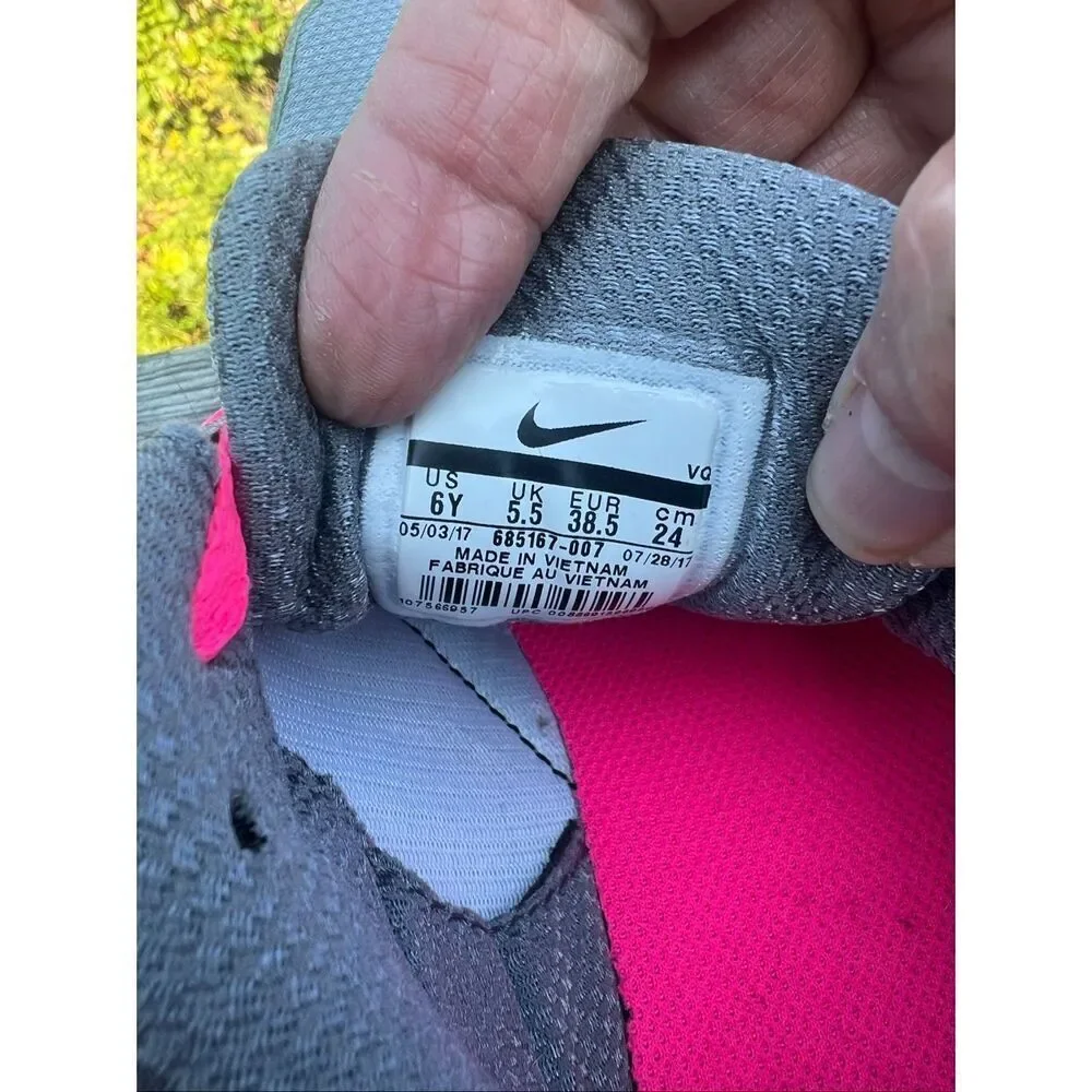 Nike Girls Downshifter 6 Sz 6Y Pink/Black/Gray 685167-007
